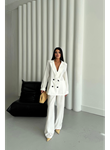 MODAL 4 DÜĞME ASTARSIZ CEKET - PANTOLON TAKIM - Beyaz