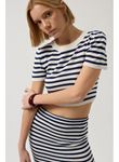 Çizgili Bisiklet Yaka Crop