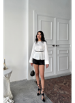 KEMER DETAYLI SATEN BLUZ - Beyaz