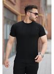 Erkek Ince çizgi Dokulu Bisiklet Yaka Kısa Kollu T-shirt