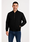 Erkek Içi Astarlı Fermuarlı Bomber Mont Ceket - Siyah