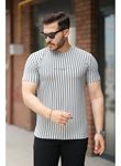 Erkek Dikey çizgili Ottoman Kumaş Kısa Kollu Tişört