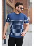 Erkek çizgi Desenli Bisiklet Yaka Kısa Kollu T-sihrt