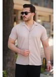 Erkek Ottoman Kumaş Apaj Yaka Kısa Kollu Gömlek