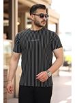 Erkek Dikey çizgili Ottoman Kumaş Kısa Kollu T-shirt