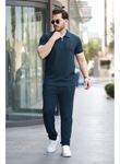 Erkek Yakalı Fermuarlı T-shirt Pantolon Ikili Rahat Takım