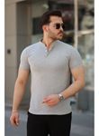 Erkek Hakim Yaka Dokuma Pamuklu Kumaş Kısa Kollu T-shirt