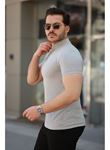 Erkek Hakim Yaka Dokuma Pamuklu Kumaş Kısa Kollu T-shirt