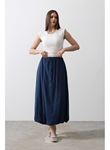 Beli Bağlamalı Balon Etek - İndigo