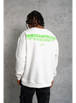 Erkek Oversize Sweatshirt – Beyaz Renk  Ön Ve Sırt Baskılı, Üç İplik İçi Pamuklu Kumaş, Rahat Kalıp, Ribanalı Kışlık Sweat  Winagain Polizei Serisi - Beyaz
