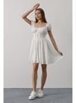 Beli Korseli Mini Elbise - Beyaz