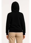 Üç İplik Kapüşonlu Tam Fermuarlı Kanguru Çepli SweatShirt Hoodie - Siyah