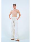 Beli Lastikli Palazo Pantolon - Taş