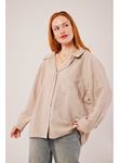 Çizgi Detaylı Cepli Camel Gömlek
