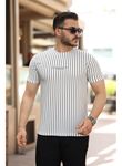 Erkek Dikey çizgili Ottoman Kumaş Kısa Kollu T-shirt