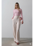 Beli Yarım Lastikli Palazzo Pantolon - Pudra