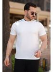 Erkek Omuzlar çizgi Detaylı Kısa Kollu T-shirt