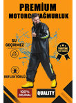 Premium Motorcu Kurye Yağmurluk Takım Su Geçirmez PVC Kumaş Reflektörlü TÜBİTAK Onaylı - Siyah