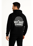 Erkek Üç İplik Kapüşonlu Ön Ve Arka Baskılı SweatShirt Hoodie - Siyah