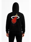 Üç İplik Kapüşonlu Ön Ve Arka Baskılı SweatShirt Hoodie - Siyah
