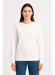 Üç İplik Düz Bisiklet Yaka SweatShirt - Beyaz