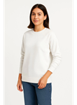 Üç İplik Düz Bisiklet Yaka SweatShirt - Beyaz