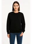Üç İplik Düz Bisiklet Yaka SweatShirt  - Siyah