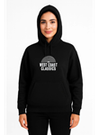 Üç İplik Kapüşonlu Ön Ve Arka Baskılı SweatShirt Hoodie - Siyah
