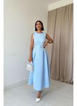Bebe Mavi Halter Yaka Kloş Elbise