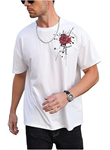 Erkek Bisiklet Yaka Kısa Kol Baskılı T-shirt - Beyaz