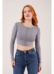 Ters Dikişli Basic Antrasit Body Bluz