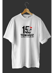 15 Temmuza Özel Tasarım Baskılı T-shirt - Beyaz