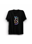 Sevgililer Günü İçin Özel Tasarım Love Baskılı T-shirt - Siyah
