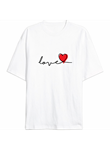 Sevgililer Günü İçin Özel Tasarım Love Baskılı T-shirt - Beyaz