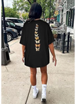 Bisiklet Yaka Baskılı T-shirt - Siyah