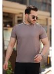 Erkek Omuzlar çizgi Detaylı Kısa Kollu T-shirt