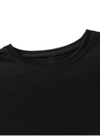 Baskılı Oversize Bisiklet Yaka T-shirt - Siyah