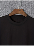 Baskılı Oversize Bisiklet Yaka T-shirt - Siyah