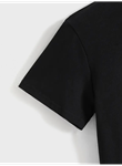 Baskılı Oversize Bisiklet Yaka T-shirt - Siyah