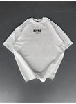 Baskılı Oversize Bisiklet Yaka T-shirt - Beyaz
