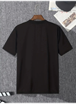 Baskılı Oversize Bisiklet Yaka T-shirt - Siyah