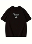 Thousand Baskılı Oversize Bisiklet Yaka T-shirt - Siyah