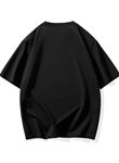 Baskılı Oversize Bisiklet Yaka T-shirt - Siyah