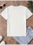 Fiyonk Baskılı Oversize Bisiklet Yaka T-shirt - Beyaz