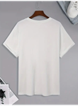 Baskılı Oversize Bisiklet Yaka T-shirt - Beyaz