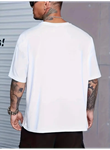 Baskılı Oversize Bisiklet Yaka T-shirt - Beyaz