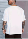 Baskılı Oversize Bisiklet Yaka T-shirt - Beyaz