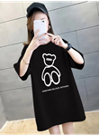 Baskılı Oversize Bisiklet Yaka T-shirt - Siyah