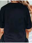 Baskılı Oversize Bisiklet Yaka T-shirt - Siyah
