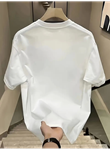 Baskılı Oversize Bisiklet Yaka T-shirt - Beyaz
